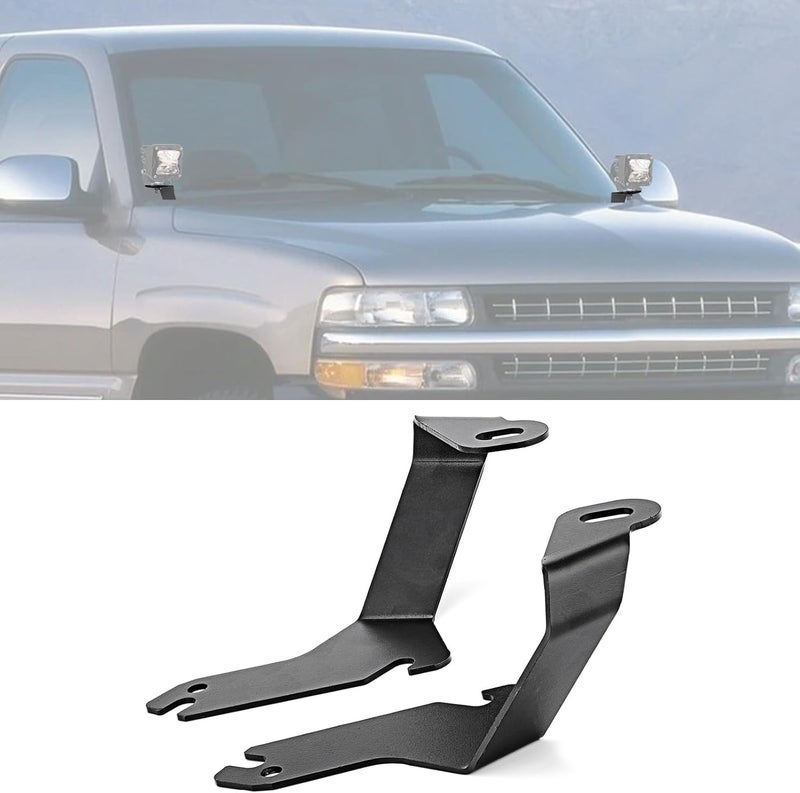 ROMELACK Hood Mount Brackets Ditch Light Bracket Compatible with Chevrolet Silverado Tahoe Suburban Fit GMC Sierra 1500 2500 3500 HD Classic 1999-2007 - Image 1